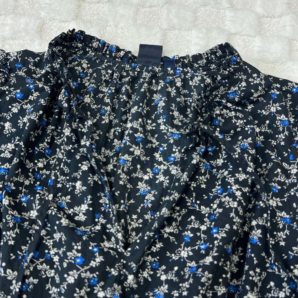GAP Floral Midi Dress XL Navy Blue Smocked Waist - Picture 9 of 10